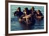 US Navy SEAL Team Emerges from Water During Warfare Training, Dec. 1, 1986-null-Framed Photo