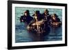 US Navy SEAL Team Emerges from Water During Warfare Training, Dec. 1, 1986-null-Framed Photo