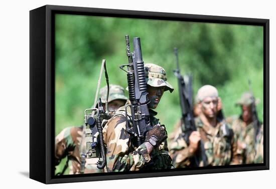 US Navy SEALs in Warfare Training, Aug. 1, 1987-null-Framed Stretched Canvas