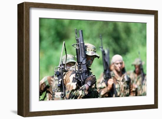 US Navy SEALs in Warfare Training, Aug. 1, 1987-null-Framed Photo