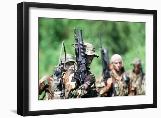 US Navy SEALs in Warfare Training, Aug. 1, 1987-null-Framed Photo