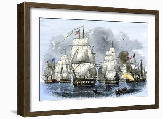 US Navy Squadron Commanded by Matthew Perry Sailing for Japan, 1852, including USS Susquehannah-null-Framed Giclee Print