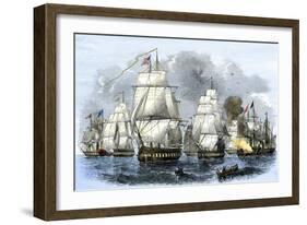 US Navy Squadron Commanded by Matthew Perry Sailing for Japan, 1852, including USS Susquehannah-null-Framed Giclee Print