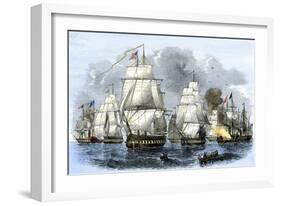 US Navy Squadron Commanded by Matthew Perry Sailing for Japan, 1852, including USS Susquehannah-null-Framed Giclee Print