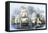 US Navy Squadron Commanded by Matthew Perry Sailing for Japan, 1852, including USS Susquehannah-null-Framed Stretched Canvas