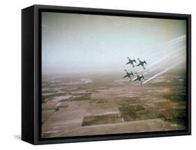 US Navy Stunt Pilots of the Blue Angels Flying their F9F Jets During an Air Show-J^ R^ Eyerman-Framed Stretched Canvas