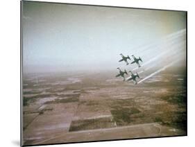 US Navy Stunt Pilots of the Blue Angels Flying their F9F Jets During an Air Show-J^ R^ Eyerman-Mounted Photographic Print