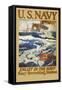 US Navy Vintage Poster - Help Your Country-Lantern Press-Framed Stretched Canvas