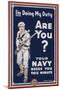 US Navy Vintage Poster - I'm Doing My Duty-Lantern Press-Mounted Art Print