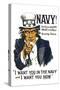 US Navy Vintage Poster - I Want YOU in the Navy-Lantern Press-Stretched Canvas