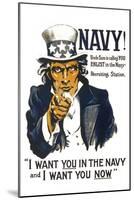 US Navy Vintage Poster - I Want YOU in the Navy-Lantern Press-Mounted Art Print