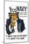 US Navy Vintage Poster - I Want YOU in the Navy-Lantern Press-Mounted Art Print