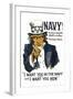 US Navy Vintage Poster - I Want YOU in the Navy-Lantern Press-Framed Art Print