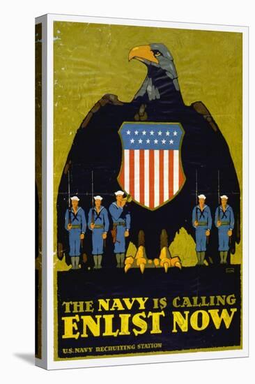 US Navy Vintage Poster - the Navy Is Calling-Lantern Press-Stretched Canvas