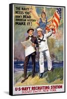 US Navy Vintage Poster - the Navy Needs You-Lantern Press-Framed Stretched Canvas