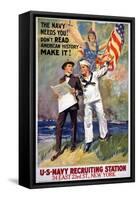 US Navy Vintage Poster - the Navy Needs You-Lantern Press-Framed Stretched Canvas