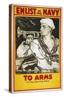 US Navy Vintage Poster - to Arms-Lantern Press-Stretched Canvas