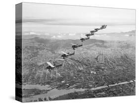 US Observation Planes Flying in Battle Formation-null-Stretched Canvas