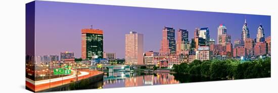 Us, Pennsylvania, Philadelphia Skyline, Night-null-Stretched Canvas