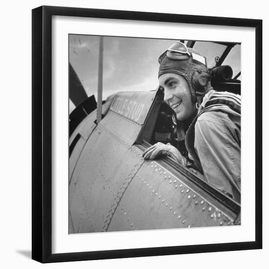 US Pilot at Midway Naval Base-Frank Scherschel-Framed Premium Photographic Print