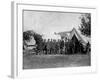 US Pres. Abraham Lincoln Standing on Campsite with Group of Federal Officers on Battlefield-Alexander Gardner-Framed Photographic Print