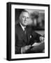 US Pres. Franklin D. Roosevelt Sitting at Desk and Holding Piece of Paper in Office, in White House-null-Framed Photographic Print