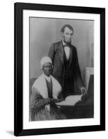 US President Abraham Lincoln at the White House in 1861 with Sojourner Truth-null-Framed Giclee Print