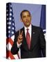 US President Barack Obama Speaking at a Media Conference at the NATO Summit in Strasbourg, France-null-Stretched Canvas