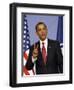 US President Barack Obama Speaking at a Media Conference at the NATO Summit in Strasbourg, France-null-Framed Photographic Print