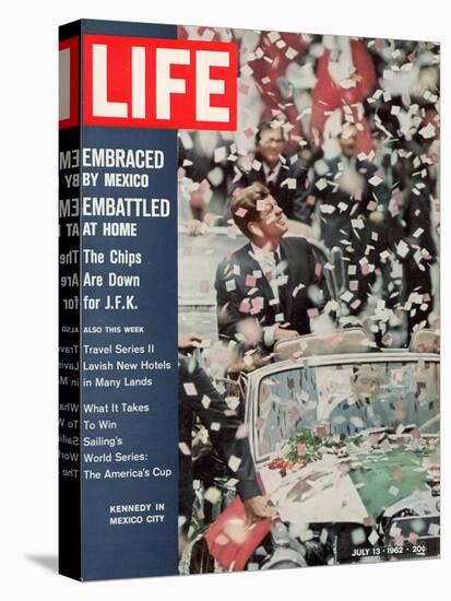 US President John F. Kennedy Getting Ticker Tape Reception During a Visit to Mexico, July 13, 1962-John Dominis-Stretched Canvas