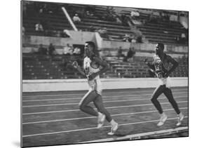 US Rafer Johnson and Nat. China Yang Chuan Kwang During Running Event at Olympics-null-Mounted Premium Photographic Print