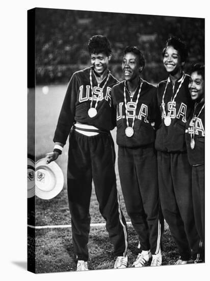 US Relay Team, Wilma Rudolph and Martha Hudson at Olympics-George Silk-Stretched Canvas