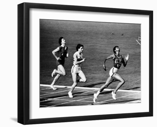 US Runner Wilma Rudolph Winning Women's 100 Meter Race at Olympics-Mark Kauffman-Framed Premium Photographic Print