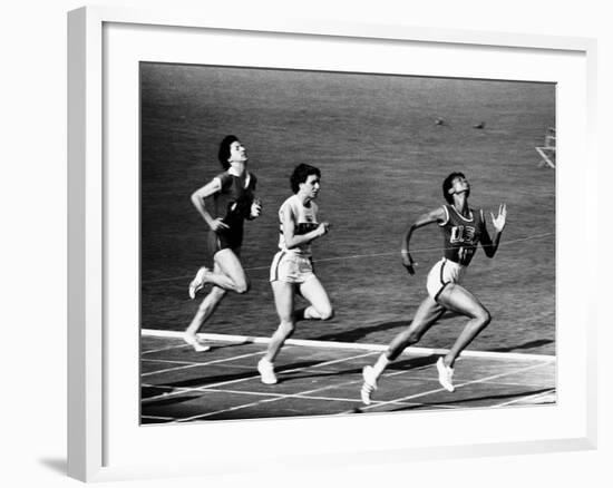 US Runner Wilma Rudolph Winning Women's 100 Meter Race at Olympics-Mark Kauffman-Framed Premium Photographic Print