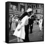 US Sailor Bending Young Nurse over His Arm to Give Her Passionate Kiss in Middle of Times Square-Victor Jorgensen-Framed Stretched Canvas