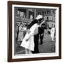 US Sailor Bending Young Nurse over His Arm to Give Her Passionate Kiss in Middle of Times Square-Victor Jorgensen-Framed Photographic Print