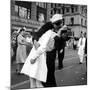 US Sailor Bending Young Nurse over His Arm to Give Her Passionate Kiss in Middle of Times Square-Victor Jorgensen-Mounted Photographic Print