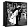 US Sailor Bending Young Nurse over His Arm to Give Her Passionate Kiss in Middle of Times Square-Victor Jorgensen-Framed Stretched Canvas