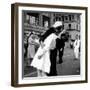 US Sailor Bending Young Nurse over His Arm to Give Her Passionate Kiss in Middle of Times Square-Victor Jorgensen-Framed Photographic Print