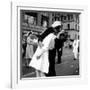 US Sailor Bending Young Nurse over His Arm to Give Her Passionate Kiss in Middle of Times Square-Victor Jorgensen-Framed Photographic Print