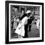 US Sailor Bending Young Nurse over His Arm to Give Her Passionate Kiss in Middle of Times Square-Victor Jorgensen-Framed Photographic Print