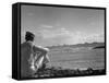US Sailor Watching Navy Vessels on the Horizon-Carl Mydans-Framed Stretched Canvas