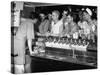 US Sailors Crowding around the Soda Fountain Aboard a Battleship-Carl Mydans-Stretched Canvas