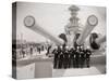 US Sailors Enjoying a Tub of Ice Cream after Their Ship the US Iowa Docks at Portsmouth, July 1955-null-Stretched Canvas