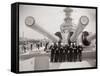 US Sailors Enjoying a Tub of Ice Cream after Their Ship the US Iowa Docks at Portsmouth, July 1955-null-Framed Stretched Canvas