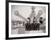 US Sailors Enjoying a Tub of Ice Cream after Their Ship the US Iowa Docks at Portsmouth, July 1955-null-Framed Photographic Print