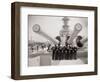 US Sailors Enjoying a Tub of Ice Cream after Their Ship the US Iowa Docks at Portsmouth, July 1955-null-Framed Photographic Print