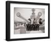 US Sailors Enjoying a Tub of Ice Cream after Their Ship the US Iowa Docks at Portsmouth, July 1955-null-Framed Photographic Print