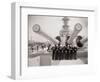 US Sailors Enjoying a Tub of Ice Cream after Their Ship the US Iowa Docks at Portsmouth, July 1955-null-Framed Photographic Print