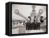 US Sailors Enjoying a Tub of Ice Cream after Their Ship the US Iowa Docks at Portsmouth, July 1955-null-Framed Stretched Canvas